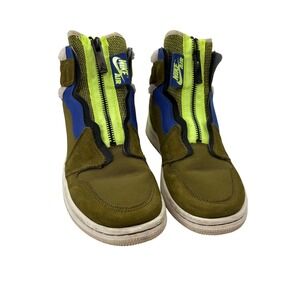Nike Air Jordan 1 Utility Zip Neon Green Khaki Fur Lined Womens Size 6.5